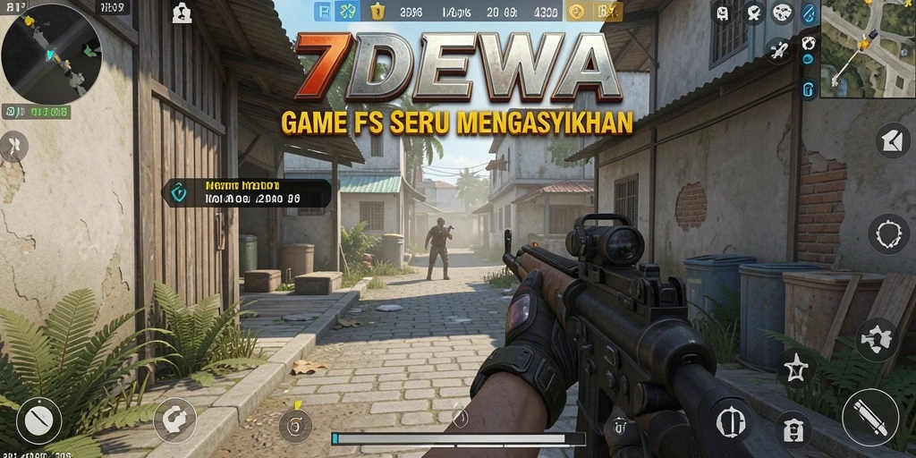 Tangkapan layar menunjukkan aksi menembak yang intens dalam 7DEWA.