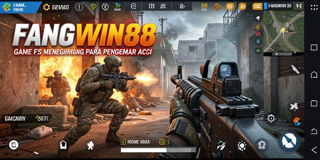 Tampilan gameplay menegangkan di FANGWIN88 dengan pertempuran penuh aksi.