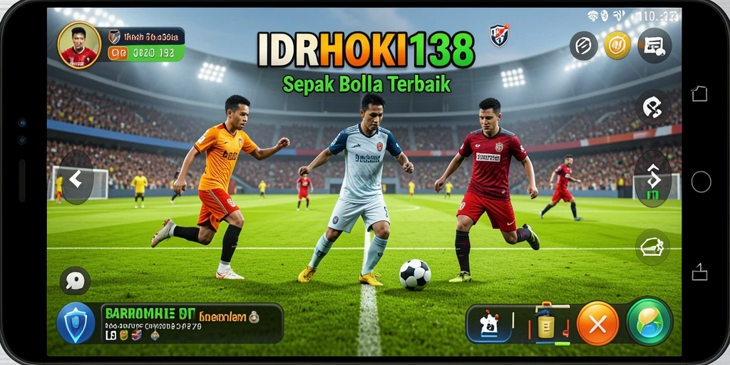 Tampilan utama gameplay IDRHOKI138 dengan aksi sepak bola yang seru.