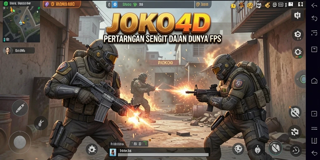 Screenshot gameplay JOKO4D yang menampilkan aksi menegangkan di arena perang FPS.