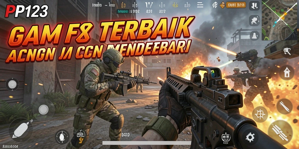 Screenshot PP123 menampilkan aksi intens dalam permainan FPS.