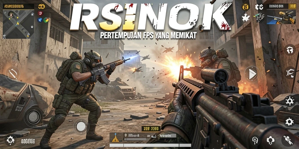 Screenshot RSNOK menampilkan aksi pertempuran FPS yang intens.