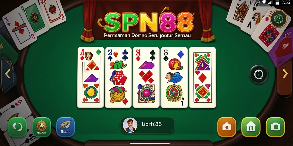 Tampilan gameplay seru dalam SPN88, permainan domino yang menantang.